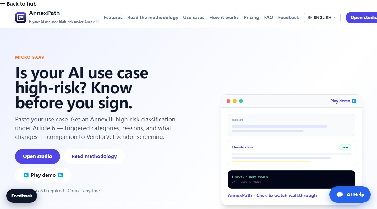AnnexPath product homepage screenshot.