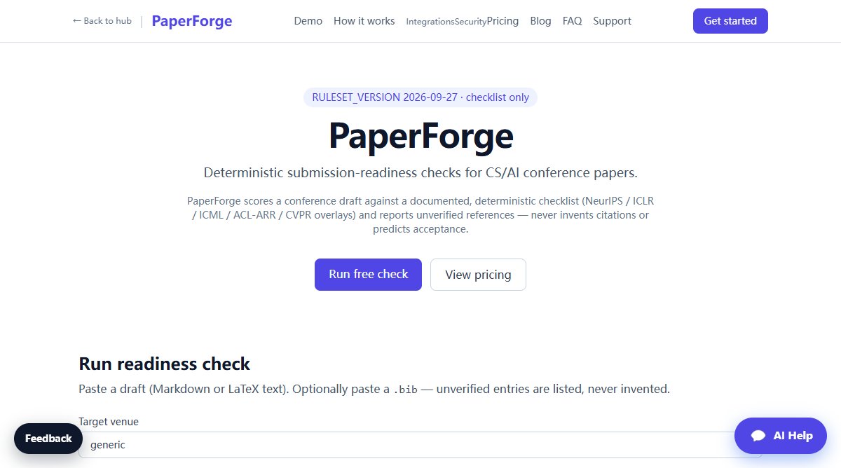 PaperForge product homepage screenshot.